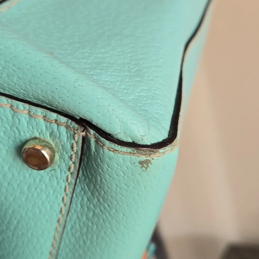 Kate SpadeLarge Wellesy Martine Robins Egg Blue Leather Tote  Bag